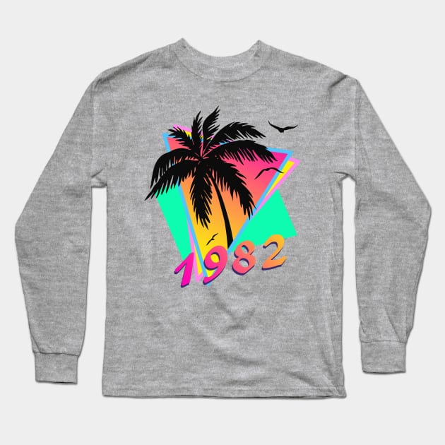 1982 Tropical Sunset Long Sleeve T-Shirt by Nerd_art